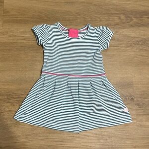Striped teal‎ and White Kids Dress ruffle butts size 12-18 months